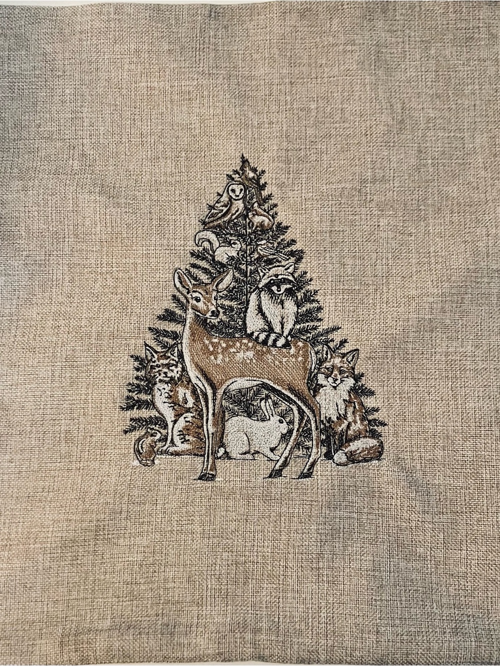 Set of 2 Winter Woodland Embroidered Pillow Covers - Picture 3 of 10